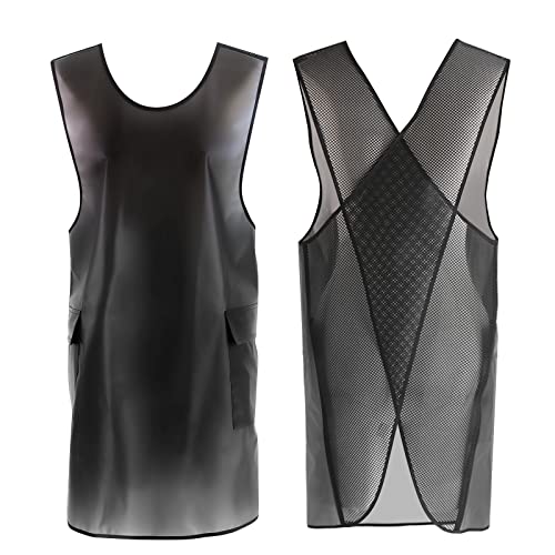 Waterproof Cross Back Apron, Shortened Design Waterproof Apron, Japanese Style Aprons with Pockets, X Cross Halter Apron, Cooking Aprons for Dishwashing, Cleaning Work with Water - Black Translucent - color: White Translucent, style: 1# Style-rounded Edge