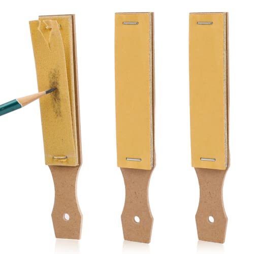 Sandpaper Sharpener,3-Pack Sketch Sandpaper Pencil Sharpeners 6.2x0.9 Pointer Art Drawing Tool Pastel Sticks Drawing Tool for Artist Sketch Beginner (10 Sheets/Pcs) - color: Flat Handle