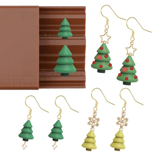 Polymer Clay Bead Roller,Christmas Tree Earring Mold Acrylic Clay Bead Maker Clay Cutter Tool for Jewelry Piercing Making Kit - color: Christmas 1