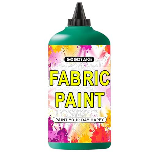 GOODTAKE Green Fabric Paint for Clothes, 10.5 Fl.Oz Acrylic Paints For Canvas Painting, Art Paint - Lightfast & Vibrant Textile Paint (Green, 10.5 Fl.Oz) - color: Green, size: 10.5 Fl Oz (Pack of 1)