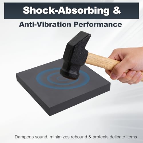 HARFINGTON Rubber Bench Block 4"x4"x0.6" Black Rubber Stamping Block Square Anti Vibration Pads for Jewelry Making Hammering Shaping Chasing Flattening Metals - size: 4"x4"x0.6"