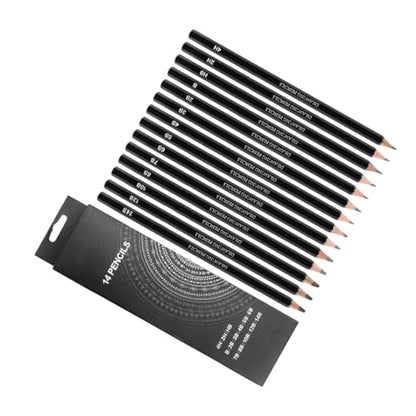 14pcs Graphite Drawing Pencils Set Extra Hard to Very Soft Professional Sketching Pencils for Artists and Students, Multi-hardness Shading and Sketch Art Supplies for School