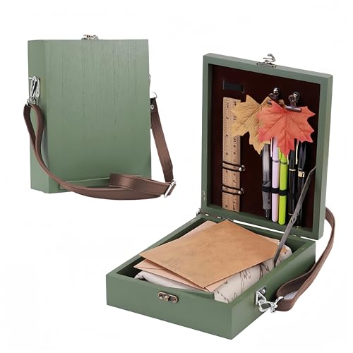 Art Easel Messenger Wood Box: Portable Travel Wooden Storage Box, Tabletop Painting Easel Art Case Bag for Painting, Drawing & Art Supplies, Sketching
