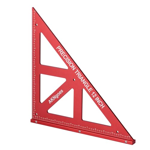 Precision Triangle Square 12inch, Metric & Imperial Scale Framing Square for Precise 90 and 45-Degree Measurement, Aluminum Alloy Architect Ruler for Carpenter - style: 12 inch