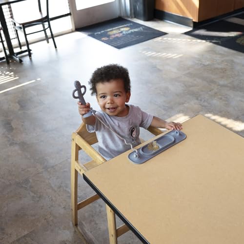 BUSY BABY Silicone Mini Mat - NEW and Improved Suction Cups, 2 Straps to Secure Baby Essentials, Self Feeding, Baby Led Weaning, Travel Wet Bag Included (Spearmint Mini) - color: Spearmint Mini