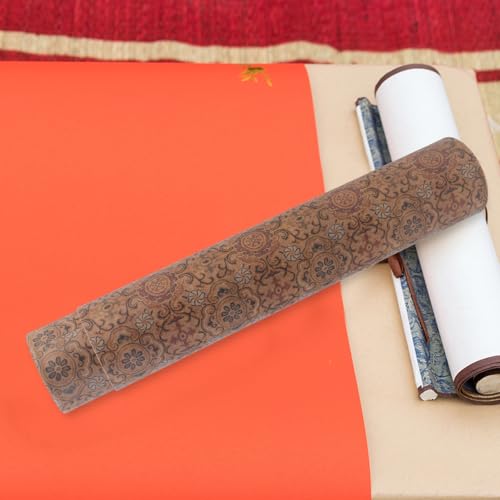 PRETYZOOM Telescoping Calligraphy Roll Storage Tube with Rustic Design, 35cm Extended Length, 6cm Diameter, Art Poster Carrier for Scrolls and Paintings, Reusable Painting Storage Box