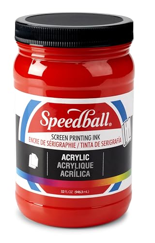 Speedball 004646 Acrylic Screen Printing Ink, 32 fl. oz, Medium Red - color: Medium Red