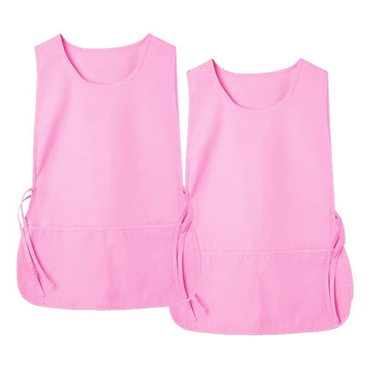 Large Smock Cobbler Apron for Men & Women, Adjustable Side Ties & 2 Pockets - color: Pink+pink