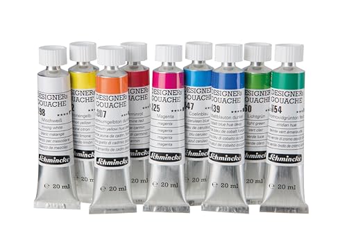 Schmincke - Designers Gouache, gold ochre, 20 ml tube, 25 672 007, streak-free application, maximum coverage, colour intensive and velvety matt