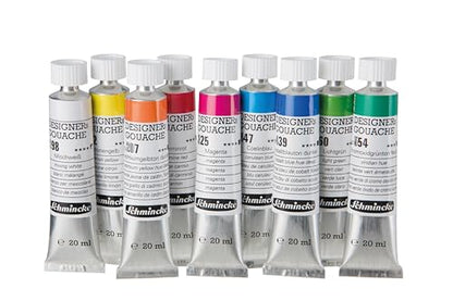 Schmincke - Designers Gouache, gold ochre, 20 ml tube, 25 672 007, streak-free application, maximum coverage, colour intensive and velvety matt