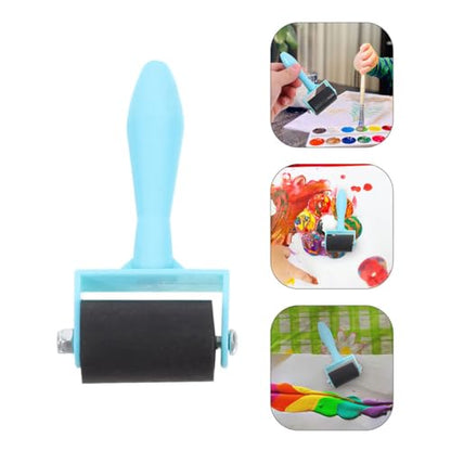 GARIOUANS 6pcs Hard Rubber Printmaking Rollers Set with Blue Handles, Ink Applicator Tools for Relief Printing and Crafting Projects