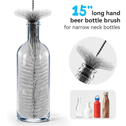 4 Pack Bottle Brush Cleaning Set, Including Long Handle Water Bottle Brush and 3 in 1 Cup Lid Cleaning Brush, Straw Cleaner Brush Washing for Baby Bottles, Tumblers, Glasses - color: 4pack-grey