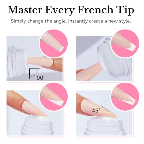 AZUREBEAUTY French Tip Stamp, 6Pcs French Tip Tool, Soft Silicone Nail Stamper, 2 in 1 French Manicure Kit with Nail Stamp Heads, Scraper and Replacement Heads, Nail Art Tools for Home DIY Salon - size: 6Pcs