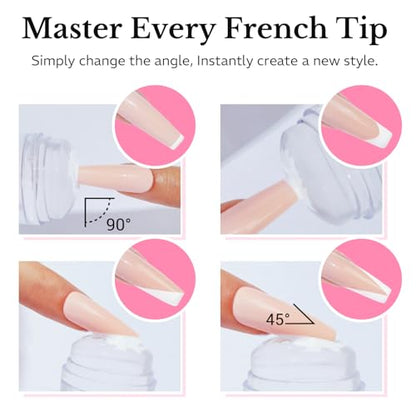 AZUREBEAUTY French Tip Stamp, 6Pcs French Tip Tool, Soft Silicone Nail Stamper, 2 in 1 French Manicure Kit with Nail Stamp Heads, Scraper and Replacement Heads, Nail Art Tools for Home DIY Salon - size: 6Pcs