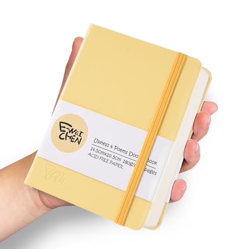 Hardcover 96Pages Blank Sketch Book for Drawing, Small 5.7x4.1 Pocket Journal Notebook for Travel, 180gsm Thick Paper Diary Notebooks for Work, PU Cover Memo for Writing. Yellow - color: PU Cover-5.7x4.1in-Yellow