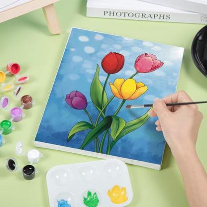 VOCHIC 4 Pack Sip and Paint Kit, Pre Drawn Canvas for Painting for Adults Kids Pre Printed Canvas to Paint Party Supplies Girls Night Games Date Night Art Set Flower Theme 8x10 in - size: 8x10, style: style 9