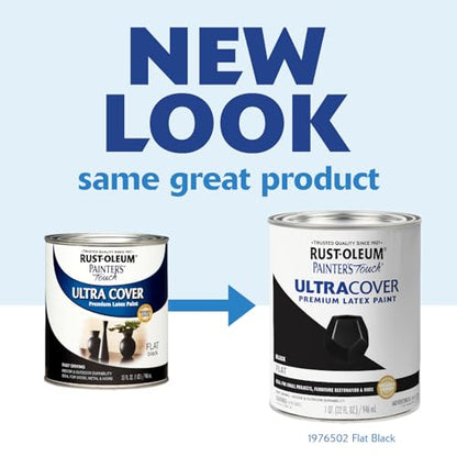 Rust-Oleum 1976502 Painter's Touch Latex Paint, Quart, Flat Black, 32 Fl Oz, (Pack of 1) - color: Flat Black, size: 1 Quarts (Pack of 1)