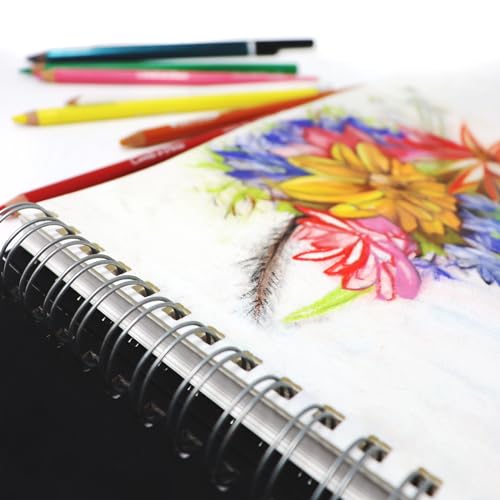 Artway Studio – Spiral Bound A3 Mixed Media Sketchbook – Landscape - 60 Sides/30 Pages of 240gsm Multimedia Paper – Black Hardback Sketchbook, White