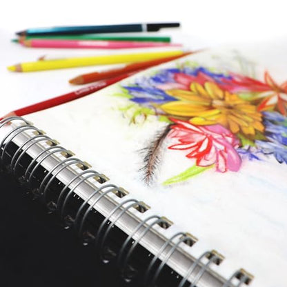 Artway Studio – Spiral Bound A3 Mixed Media Sketchbook – Landscape - 60 Sides/30 Pages of 240gsm Multimedia Paper – Black Hardback Sketchbook, White