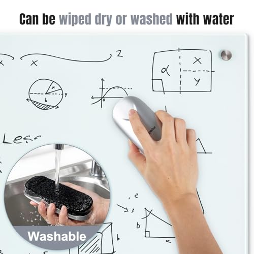 Wingwise Dry Erase Eraser, Magnetic White Board Eraser for Glass Whiteboards, Comfortable Grip, Strong Magnet, 2-Pack, Silver (WE301) - color: 2-pack/ Silver