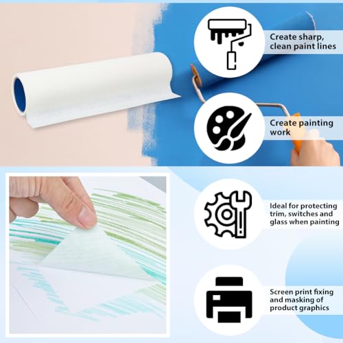 OLYCRAFT 21.9 Yards Textured Paper Tape Tape Textured Paper for Painting Masking Frisket Tracing Frisket White Adhesive Painting Tapes 15.9 Inch Wide Painters Tape for Artists and DIY Projects - size: 15.9 Inch