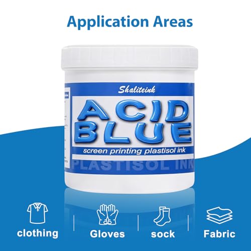 Shaliteink® Screen Printing Plastisol Ink Acid Blue - Highly Opaque Screen Printing Ink for Cotton, Polyester and Other Fabrics (16oz.) - color: Acid Blue, size: 16 fl oz