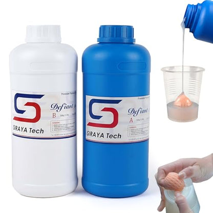 Siraya Tech Defiant 25 Platinum Silicone Mold Making Kit 2kg – Food Safe, 25A Hardness, Large-Capacity, for UV Resin, Easy to Stop Curing Inhibition, No Coating, for Casting Epoxy Resin (70.5 Oz) - color: Translucent 25A 2kg