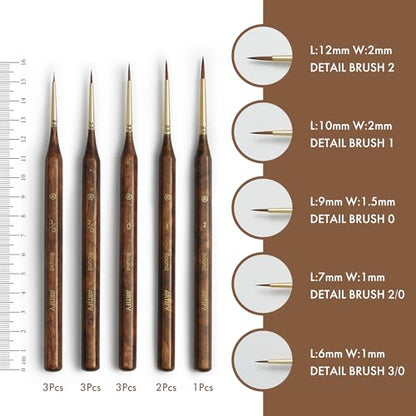 Artify Miniature Paint Brushes Set, 12pcs Fine Detail Brushes with Repeated Sizes, Precision Brushes for Miniature Painting, Models, Figurines & Crafts - style: 12Pcs