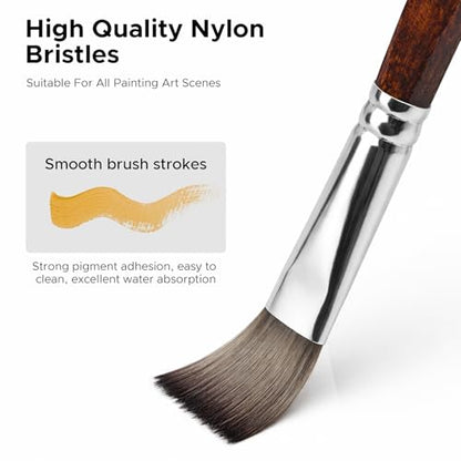 Bougimal 33 Pcs Paint Brush Set, Artist Paint Brushes for Acrylic Painting, Oil, Watercolor, Gouache, with Flat Round Filbert Fan Angle Detail Brush, Suitable for Artists and Beginners (Tawny) - color: Tawny