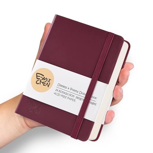 Hardcover 96Pages Blank Sketch Book for Drawing, Small 5.7x4.1 Pocket Journal Notebook for Travel, 180gsm Thick Paper Diary Notebooks for Work, PU Cover Memo for Writing. Wine Red - color: PU Cover-5.7x4.1in-Wine Red