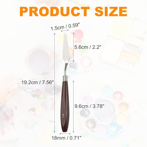 HARFINGTON 2pcs Palette Knife Painting Tool 2.2 x 0.59 Stainless Steel Art Spatula Pallet Knives Scrapers Tools with Beech Wood Handle for Acrylic Oil Canvas Mixing Spreading, Red/Silver - size: 2.2" x 0.59"