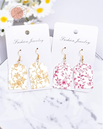 Puocaon Flower Clay Transfer Paper - 20 Pcs Traditional Chinoiserie Art Design Transfer Sheets for Polymer Clay Colorful Floral Earrings Design Jewelry Making - color: flower and moth
