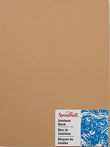 Speedball 4311 Premium Mounted Linoleum Block – Fine, Flat Surface for Easy Carving, Smoky Tan, 6 x 8 Inches - size: 6 x 8 Inches