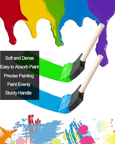 WAFJAMF 10 Pack Poly Foam Paint Brushes 2 Inch Sponge Painting Brushes Wood Handle Paint Sponges Set for Painting Cleaning - size: 10 Pcs
