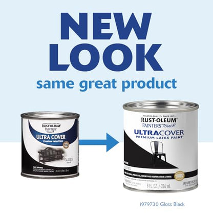 Rust-Oleum 1979730 Painter's Touch Latex Paint, Half Pint, Gloss Black, 8 Fl Oz (Pack of 1) - color: Gloss Black, size: 8 Fl Oz (Pack of 1)