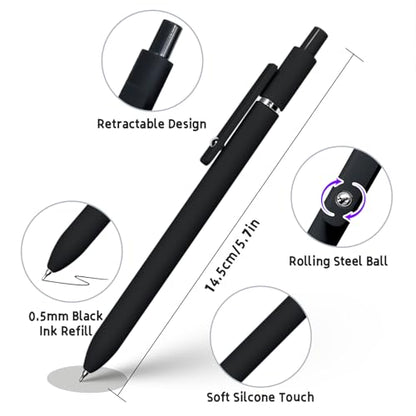 UIXJODO 6 Pcs Gel Pens 0.5mm Quick Dry Black Ink Pens Fine Point Smooth Writing Pen, Cute Office and School Supplies Gifts for Women Teacher Students (6 Pcs Black White Grey Silver) - color: 6 Pcs Black White Grey Silver