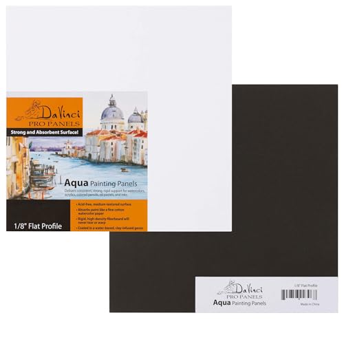Jerry's Artarama Da Vinci Aqua Pro Panels - 8x8-1/8" Thick Rigid Watercolor Board with Acid-Free Surface, Clay-Infused Gesso, Ideal Watercolor Boards for Painting Mixed Media - size: 8x8"
