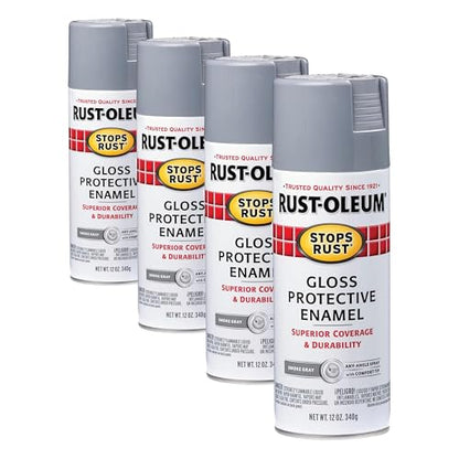 Rust-Oleum 7786830 Stops Rust Spray Paint, 12 oz, Gloss Smoke Gray (Pack of 4) - color: Gloss Smoke Gray, size: 12 Ounce (Pack of 4)