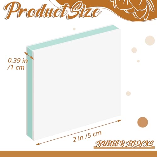 Frienda 72 Pcs 2" x 2" Rubber Carving Blocks Linoleum Blocks for Printmaking, Stamp Making, DIY Crafting, Scrapbook, Painting, Soft and Easy to Carve (White Green) - color: White Green