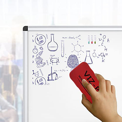 VIZ-PRO Dry Erase Board/Magnetic White Board, 48 X 32 Inches, Silver Aluminium Frame - size: 48"W x 32"H