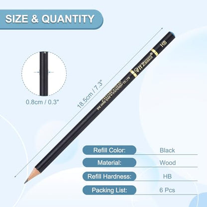 PATIKIL 6Pcs Drawing Pencils for Sketching, HB Refill Sketch Pencils for Drawing, Graphite Art Pencil Set Professional Resistant Lead for Painting Shading Artist Office Supplies - size: HB