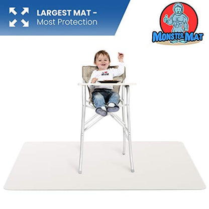 MonsterMat Extra Large Waterproof Splat Mat – 60"x60" Super Jumbo Mess Mat for Floor & Table Protection Washable - for Arts, Crafts, Painting, and Playtime (Grey) - color: Grey