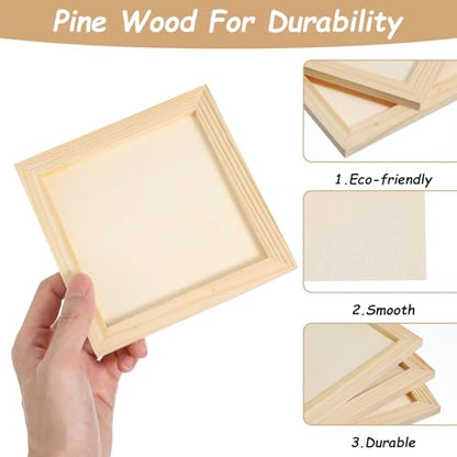 24pcs Unfinished Wood Canvas Panels for Painting 6''x 6''Unfinished Wood Canvas Panels for Crafts Woods Panel Boards DIY Drawing Pouring Art Projects with Oils, Acrylics