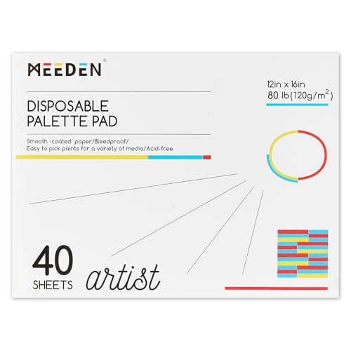 MEEDEN Artist Palette Paper Pad: 12''x16'', 40 Sheets (80lb/120gsm) Paint Palette Paper - Disposable Color Mixing Paper for Acrylic Watercolor Oil Painting - size: 12" x 16"(40 sheets)