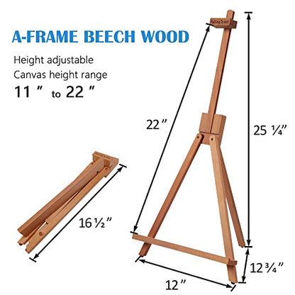Falling in Art Beechwood 25’’ Tabletop Easel Display Stand Set for Painting- Holding Canvas Up to 22 1/2 Inches High, 2 Pack Artist A-Frame Tripod with Rubber Feet, Portable Photo and Sign Holder - size: 2 Pack