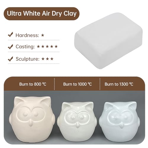 Sculpting Clay, Modeling Clay, 5.5lbs Natural Air Dry Clay Kit with Pottery Sculpting Tool Set, Pottery Clay for Adult - Bright White - color: Bright White