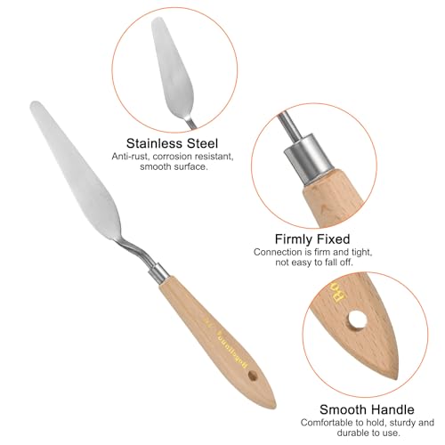 HARFINGTON 4pcs 16# Painting Palette Knife Pointy Stainless Steel Art Spatula Painting Pallet Knives Scrapers Tools with Plastic Handle for Acrylic Oil Canvas Mixing Spreading - size: 95mm x 27.5mm