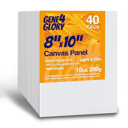 Canvases for Painting Super Value 8 x 10 inch-40 Pack, Artist Blank Canvas Boards- Oil & Acrylic Painting Canvas Panels - size: 8"x10"