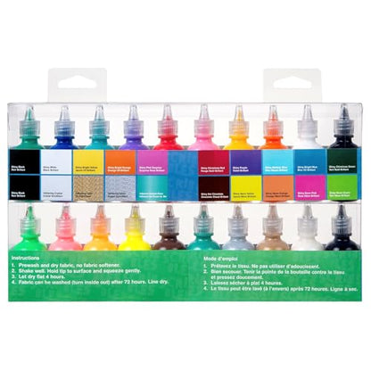 Bulk Buy: Scribbles Shiny 3D Paint - Pack of 20 Ultra Bright, Nontoxic & Permanent Dimensional Paints for Fabrics, T-shirts, Backpacks, Posters, Glass, Wood and More, 1 Fl Oz (Pack of 20)