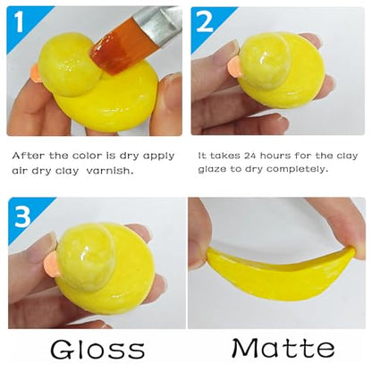 EIGTWEN 2 x 100ml Air Dry Clay Glaze, Gloss & Matte Finish, Prevents Cracking, Scratches, Watertight & Fireproof, Compatible with Clay, Plaster, Metal, Wood, Jewelry & More - size: A3-100ml-gloss+matte
